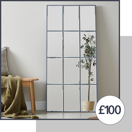 Luxe Grey Window Mirror